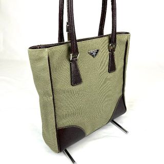 o-28-3 プラダ　PRADA レザー2way トートバッグ　ロゴプレート美品