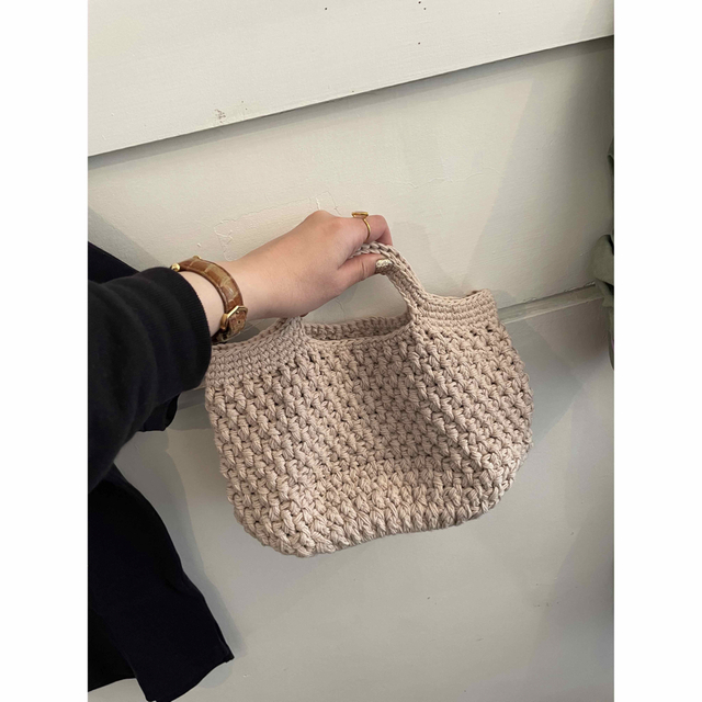 hand made knit hand bag.