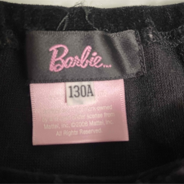 Barbie(バービー)のBarbie 黒ベロア　ワンピース　130 キッズ/ベビー/マタニティのキッズ服女の子用(90cm~)(ワンピース)の商品写真