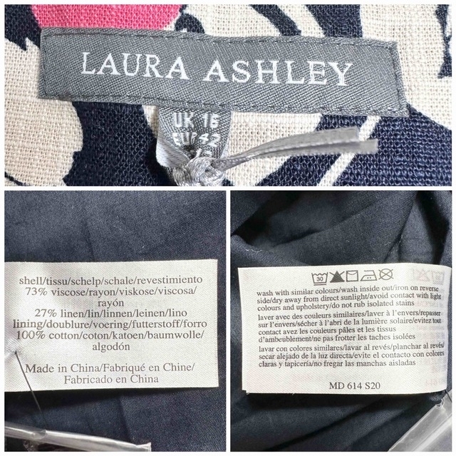 LAURA ASHLEY(ローラアシュレイ)の2点セット ローラアシュレイ  ノースリーブワンピース 花柄 リネン 麻 レディースのワンピース(ひざ丈ワンピース)の商品写真