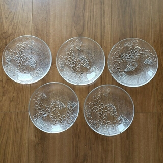ガラス　クリスタル　皿　食器　5枚セット　昭和レトロ(食器)