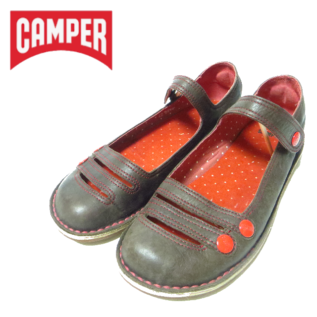 CAMPER(カンペール)の美品 CAMPER カンペール ストラップ レザー フラットシューズ 39 レディースの靴/シューズ(バレエシューズ)の商品写真