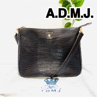 エーディーエムジェイ(A.D.M.J.)の【極美品】A.D.M.J. アクセソワ ショルダーバッグ レザー ブラック型押し(ショルダーバッグ)