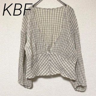 ケービーエフ(KBF)の2477 KBF カットソー 羽織りチェックショートブラウス スリーブアクセント(シャツ/ブラウス(長袖/七分))