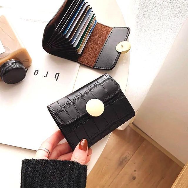 【人気】カードケース　コインケース　財布　オシャレ クロコダイル　ブラック　黒 レディースのファッション小物(コインケース)の商品写真