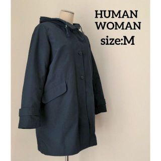 HUMAN WOMAN - ヒューマンウーマン インナーダウン付 スプリング コート ダークネイビー