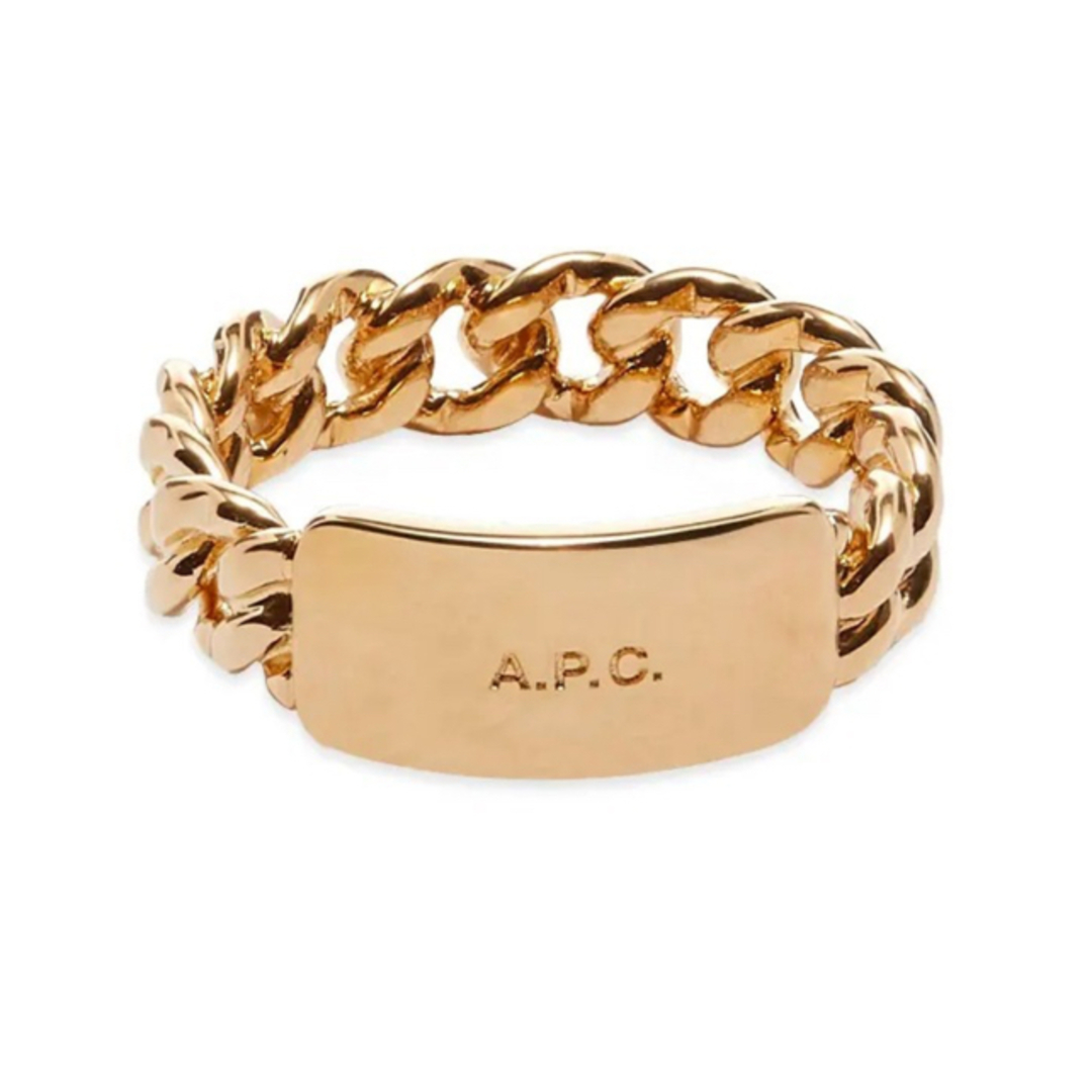 A.P.C(アーペーセー)の A.P.C. Darwin ロゴプレートチェーンリング  ゴールド メンズのアクセサリー(リング(指輪))の商品写真