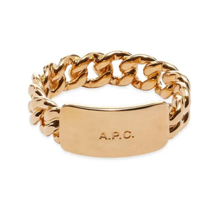 アーペーセー(A.P.C)の A.P.C. Darwin ロゴプレートチェーンリング  ゴールド(リング(指輪))