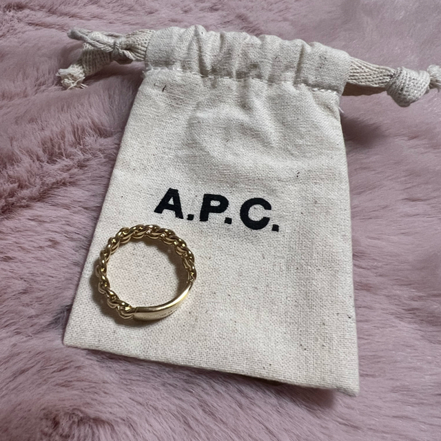 まるさま　A.P.C. Darwin ロゴプレートチェーンリング  ゴールド