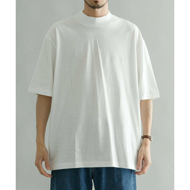 【WHITE】『WEB限定/別注』久米繊維*URBAN RESEARCH モックネックショートスリーブ Tシャツ