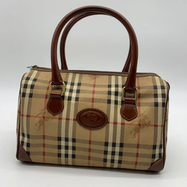 美品】Burberry バーバリー ミニボストンバッグ ノバチェック レザー-