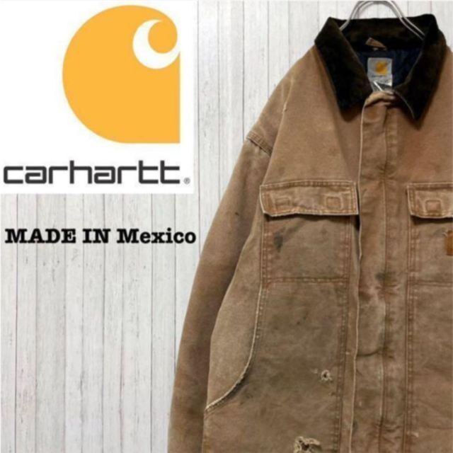 carhartt(カーハート)のカーハート　メキシコ製　ダックジャケット　ブラウン中綿　キルティング　革ロゴＬ. メンズのジャケット/アウター(ブルゾン)の商品写真