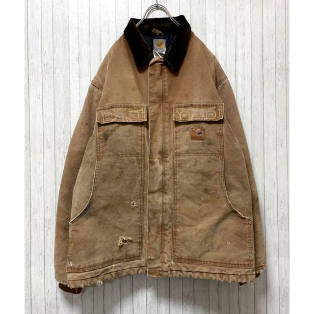 carhartt(カーハート)のカーハート　メキシコ製　ダックジャケット　ブラウン中綿　キルティング　革ロゴＬ. メンズのジャケット/アウター(ブルゾン)の商品写真