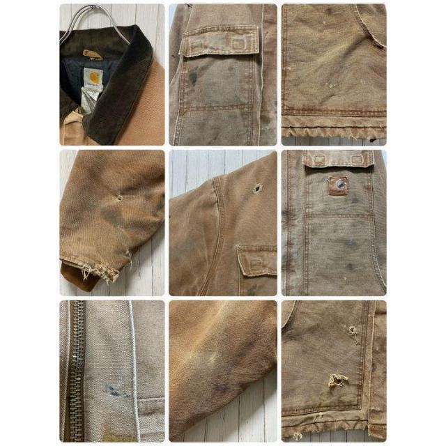 carhartt(カーハート)のカーハート　メキシコ製　ダックジャケット　ブラウン中綿　キルティング　革ロゴＬ. メンズのジャケット/アウター(ブルゾン)の商品写真