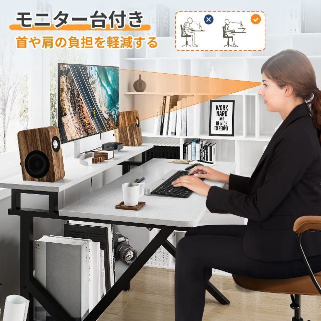 【色: ブラック】KKL ゲーミングデスク 幅80cm*奥行55cm*高さ75c