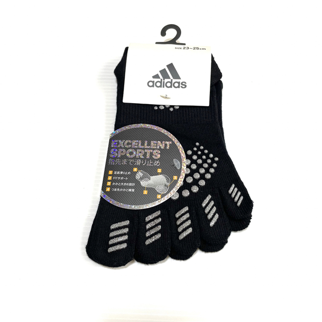 adidas(アディダス)のレディース【アディダス×福助】五本指ソックス滑り止め付き  2足セット スポーツ/アウトドアのランニング(ウェア)の商品写真