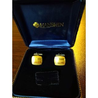 美品 18K 18金 天然石 翡翠? カフス タイピン セット ケース付き