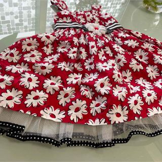 美品　ボニージーン　ワンピース　赤　花柄　3T(ワンピース)