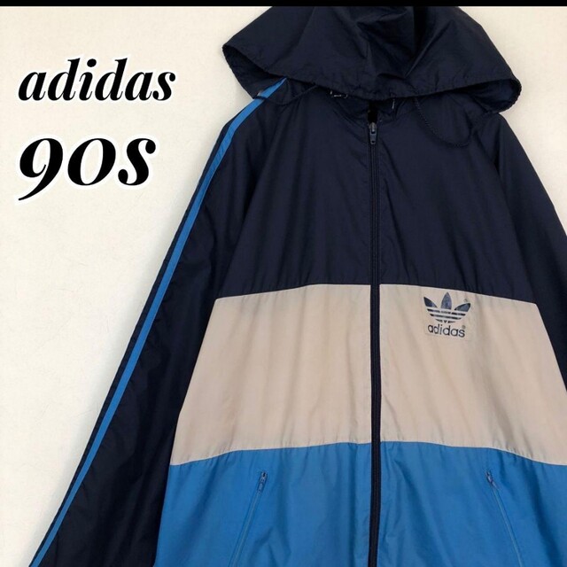 adidas(アディダス)のadidas　90s トレフォイルロゴ　マルチカラー　ナイロンジャケット メンズのジャケット/アウター(ナイロンジャケット)の商品写真