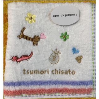 ツモリチサト(TSUMORI CHISATO)のツモリチサト　タオルハンカチw猫お花刺繍(ハンカチ)