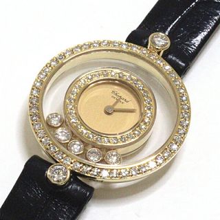 ショパール(Chopard)のChopard ショパール レディース腕時計 ハッピーダイヤモンド 2013957 クォーツ ゴールド文字盤 レザーベルト 仕上げ済【中古】【代引不可】(腕時計)