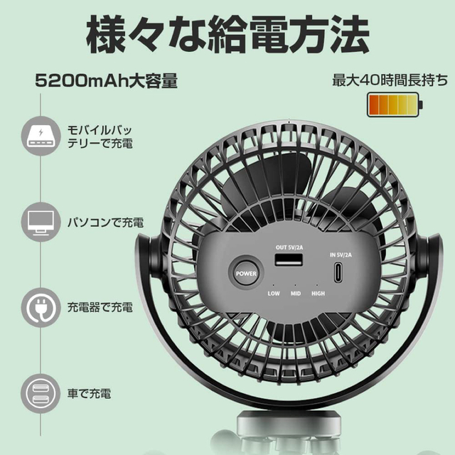 ❄️卓上扇風機❄️ 多機能‼️1台5役‼️扇風機で携帯の充電も出来ちゃう‼️ スマホ/家電/カメラの冷暖房/空調(扇風機)の商品写真