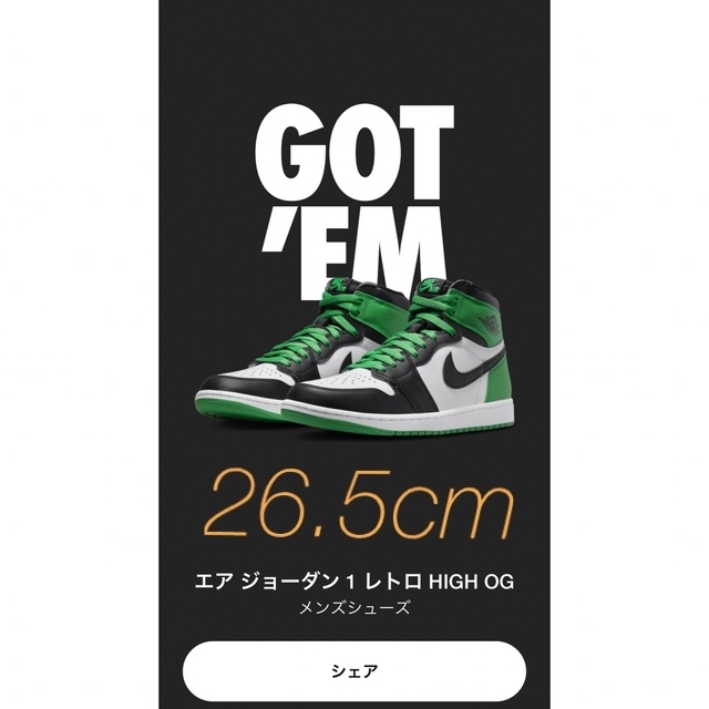 NIKE(ナイキ)のair jordan1 high black and lucky green メンズの靴/シューズ(スニーカー)の商品写真