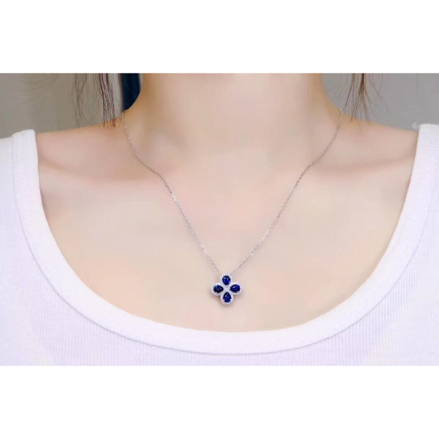 天然ロイヤルブルーサファイア ダイヤ ネックレス1.35ct k18 ¥