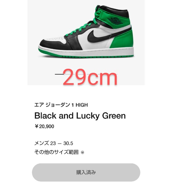 JORDAN 1 RETRO HIGH OG BLACK/LUCKY GREENのサムネイル