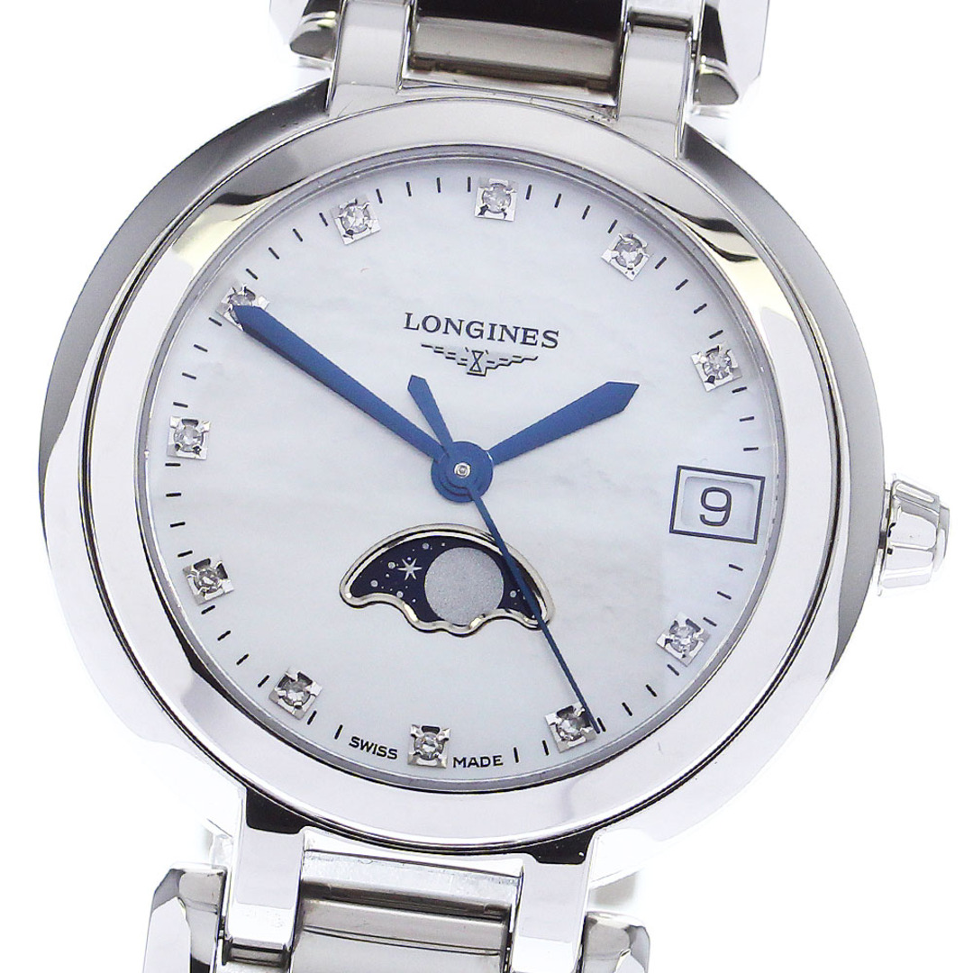 ロンジン LONGINES L8.115.4 プリマルナ デイト 11Pダイヤ クォーツ レディース 美品 箱・保証書付き_744572約30mmベルトサイズ