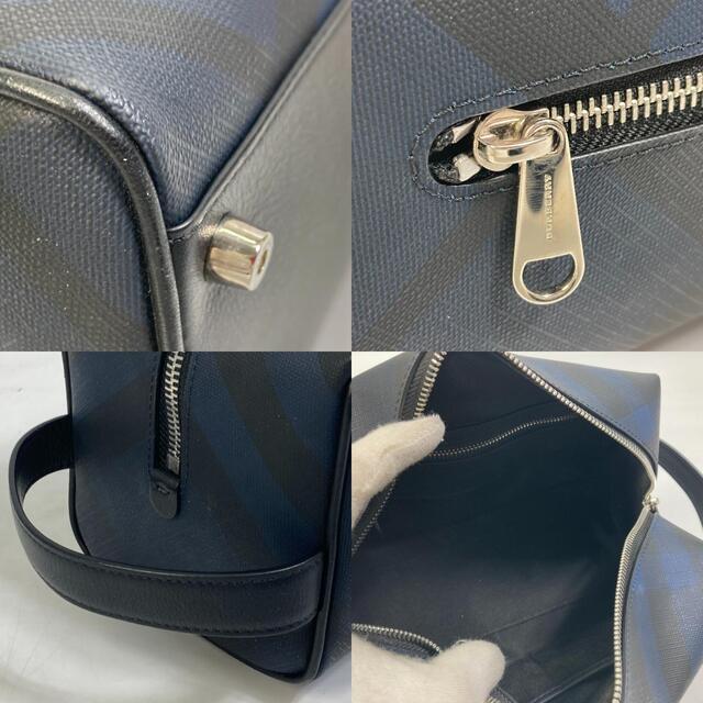 BURBERRY(バーバリー)のバーバリー BURBERRY チェック  8006069 カバン ポーチ セカンドバッグ PVC ネイビー 美品 メンズのバッグ(セカンドバッグ/クラッチバッグ)の商品写真