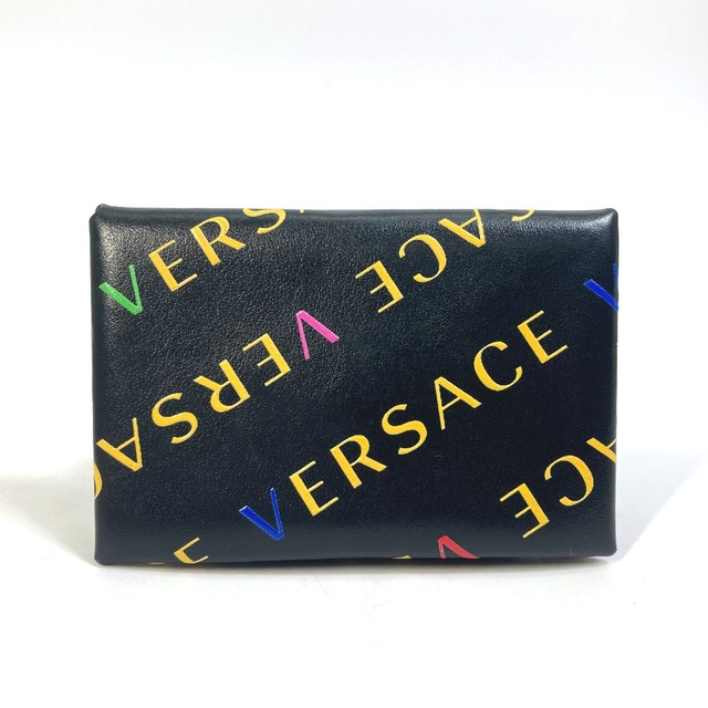 ヴェルサーチ VERSACE ロゴ 名刺入れ パスケース 2つ折り カードケース レザー ブラック