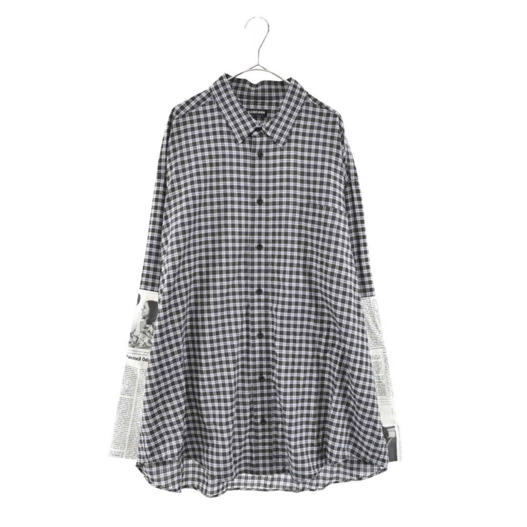 Balenciaga(バレンシアガ)のBALENCIAGA バレンシアガ 17SS Newspaper Check Shirt 534331 TBM16 ニュースペーパー チェック長袖シャツ ネイビー メンズのトップス(シャツ)の商品写真