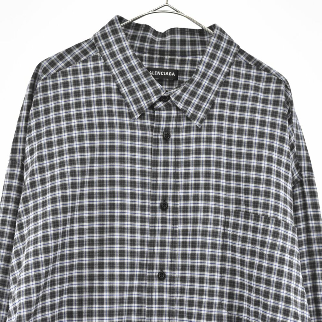 Balenciaga(バレンシアガ)のBALENCIAGA バレンシアガ 17SS Newspaper Check Shirt 534331 TBM16 ニュースペーパー チェック長袖シャツ ネイビー メンズのトップス(シャツ)の商品写真