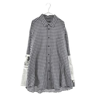 バレンシアガ(Balenciaga)のBALENCIAGA バレンシアガ 17SS Newspaper Check Shirt 534331 TBM16 ニュースペーパー チェック長袖シャツ ネイビー(シャツ)