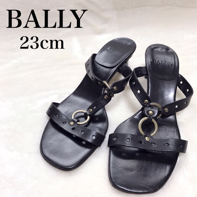 Bally(バリー)のBALLY バリー 22.5cm メタル サンダル 黒 ブラック ミュール 金具 レディースの靴/シューズ(サンダル)の商品写真