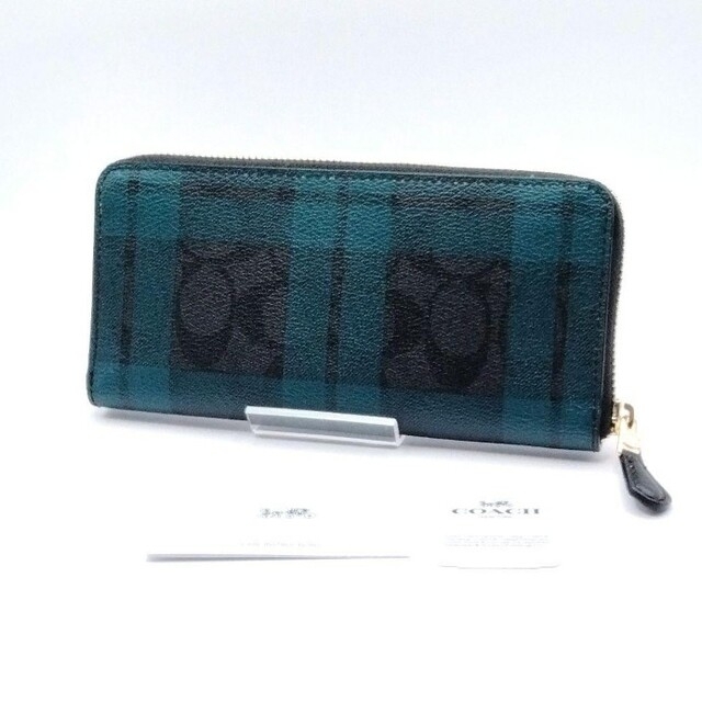 新品未使用タグ付 COACH スリム ジップ 長財布 タータンチェック