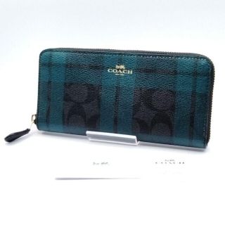 コーチ(COACH)の新品未使用タグ付　COACH　スリム ジップ　長財布　タータンチェック　グリーン(財布)