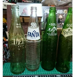 コカコーラ(コカ・コーラ)の空瓶セット 500ml スプライト ファンタ コカコーラ4本(置物)