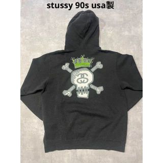 STUSSY - STUSSY 90s 00s usa製 パーカー スカル クラウン グレー