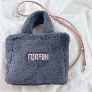 ファーファー(fur fur)のFUR FUR モコモコバッグ　グレーピンク(ショルダーバッグ)