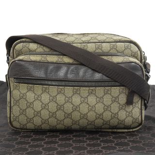 グッチ(Gucci)の【本物保証】 布袋付 超美品 グッチ GUCCI GGスプリーム ショルダーバッグ ロゴ 斜め掛け 茶 ブラウン系 114531 205011(ショルダーバッグ)