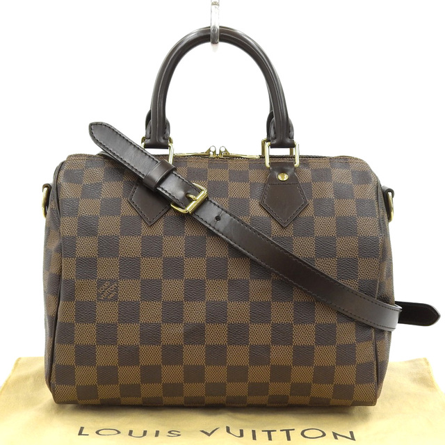 約15cm持ち手【本物保証】 布袋付 超美品 ルイヴィトン LOUIS VUITTON ダミエ スピーディ バンドリエール 25 2WAYバッグ エベヌ N41368