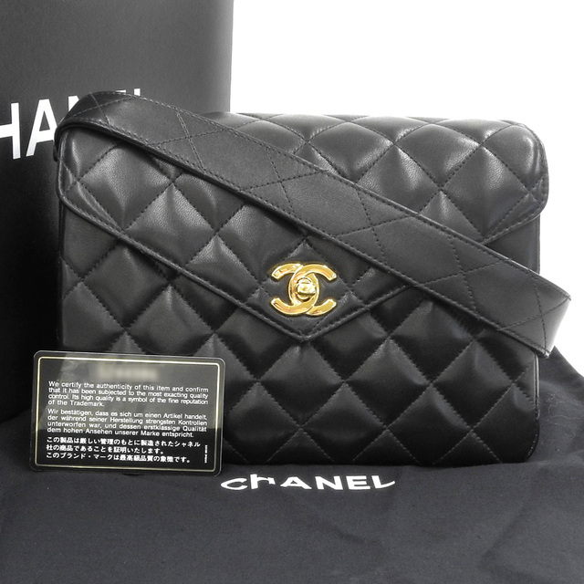 【本物保証】 箱・布袋・保付 超美品 シャネル CHANEL ココマーク マトラッセ ロゴ ワンショルダーバッグ レザー ブラック シール付 5番台 | フリマアプリ ラクマ