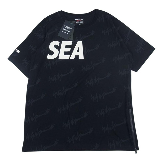 ワイルドサイド ヨウジヤマモト WILDSIDE YOHJI YAMAMOTO WIND AND SEA WS-22WSTE-02 ウィンダンシー サイドジップ ロゴ総柄 Tシャツ ブラック系 3