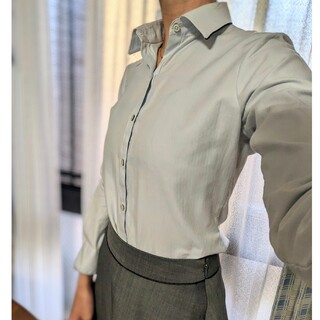 スーツセレクト　ワイシャツ　ブルー　レディース(シャツ/ブラウス(半袖/袖なし))