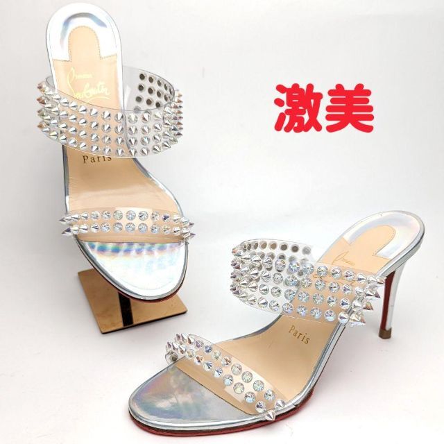 未使用同様美品❤クリスチャンルブタン クリスタル スタッズ サンダル