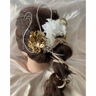 no.16 成人式　結婚式　髪飾り　水引　ヘア　ヘアアクセ　ドライフラワー(ヘアアクセサリー)