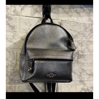 COACH - @ COACH コーチ リュックサック シルバー ブラック レザー