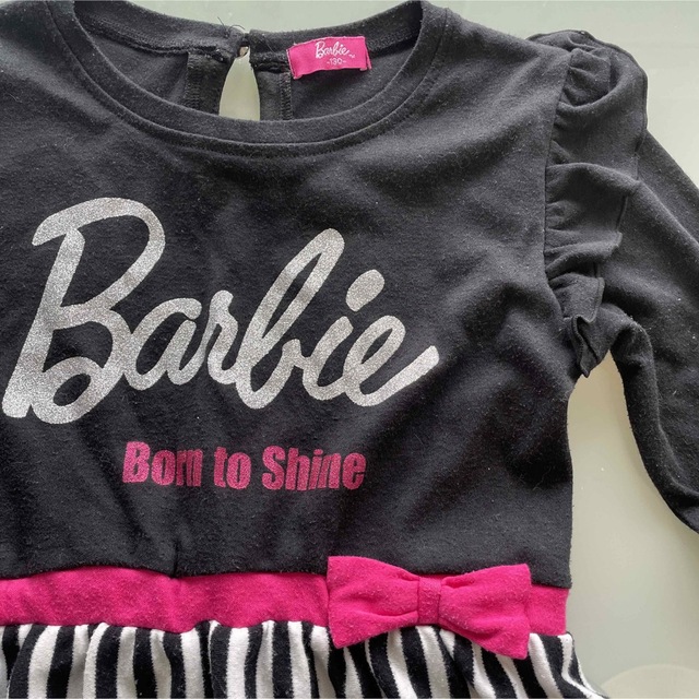 Barbie(バービー)のBarbie ストライプ　長袖ワンピース　130 キッズ/ベビー/マタニティのキッズ服女の子用(90cm~)(ワンピース)の商品写真